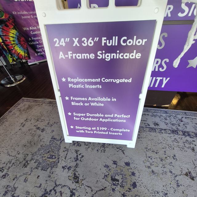 A-Frame Signicade 24x36 Full Color Corrugated — Purple Star Signs Concord NC