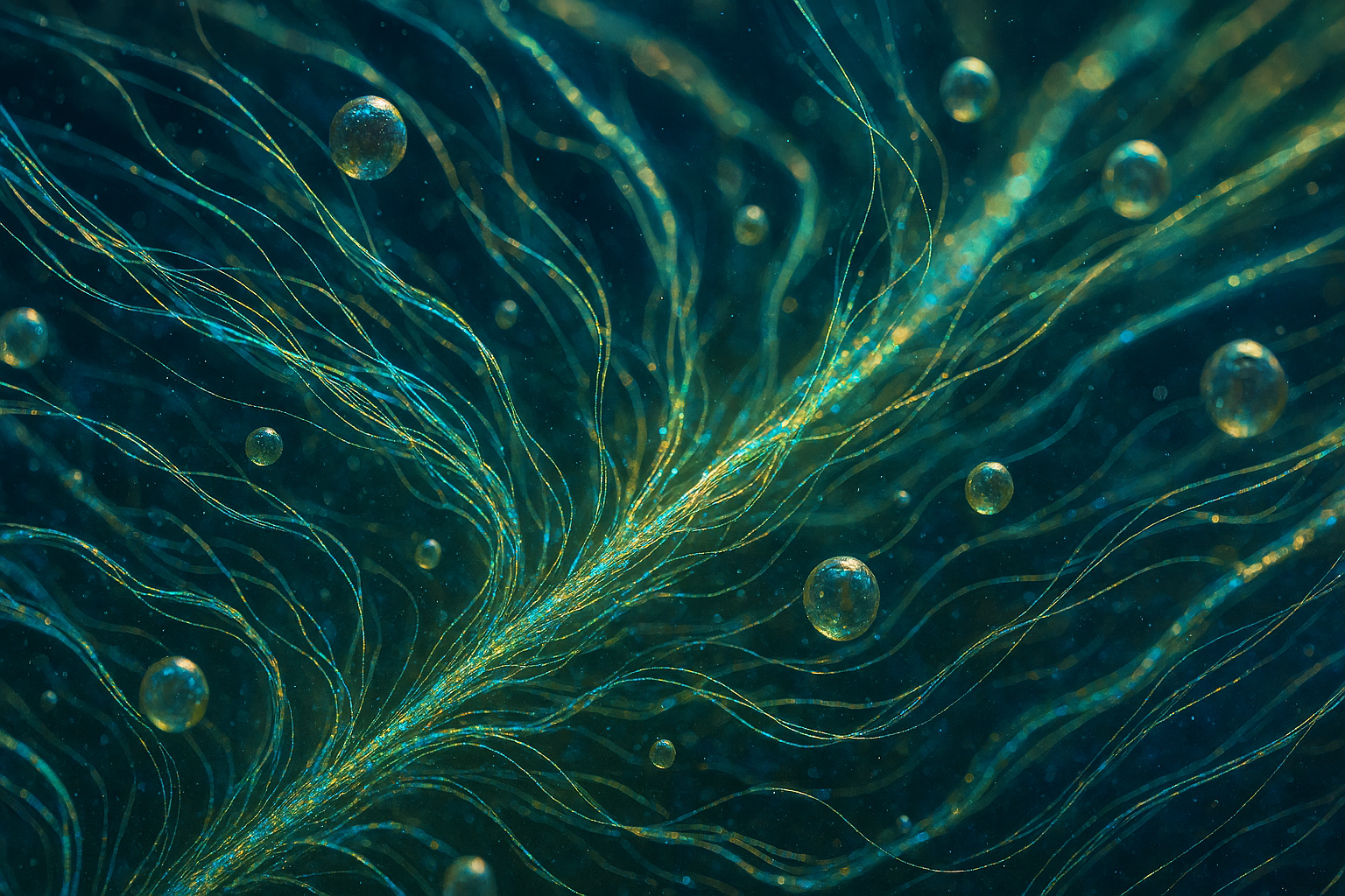 Golden Currents — teal and gold flow art print